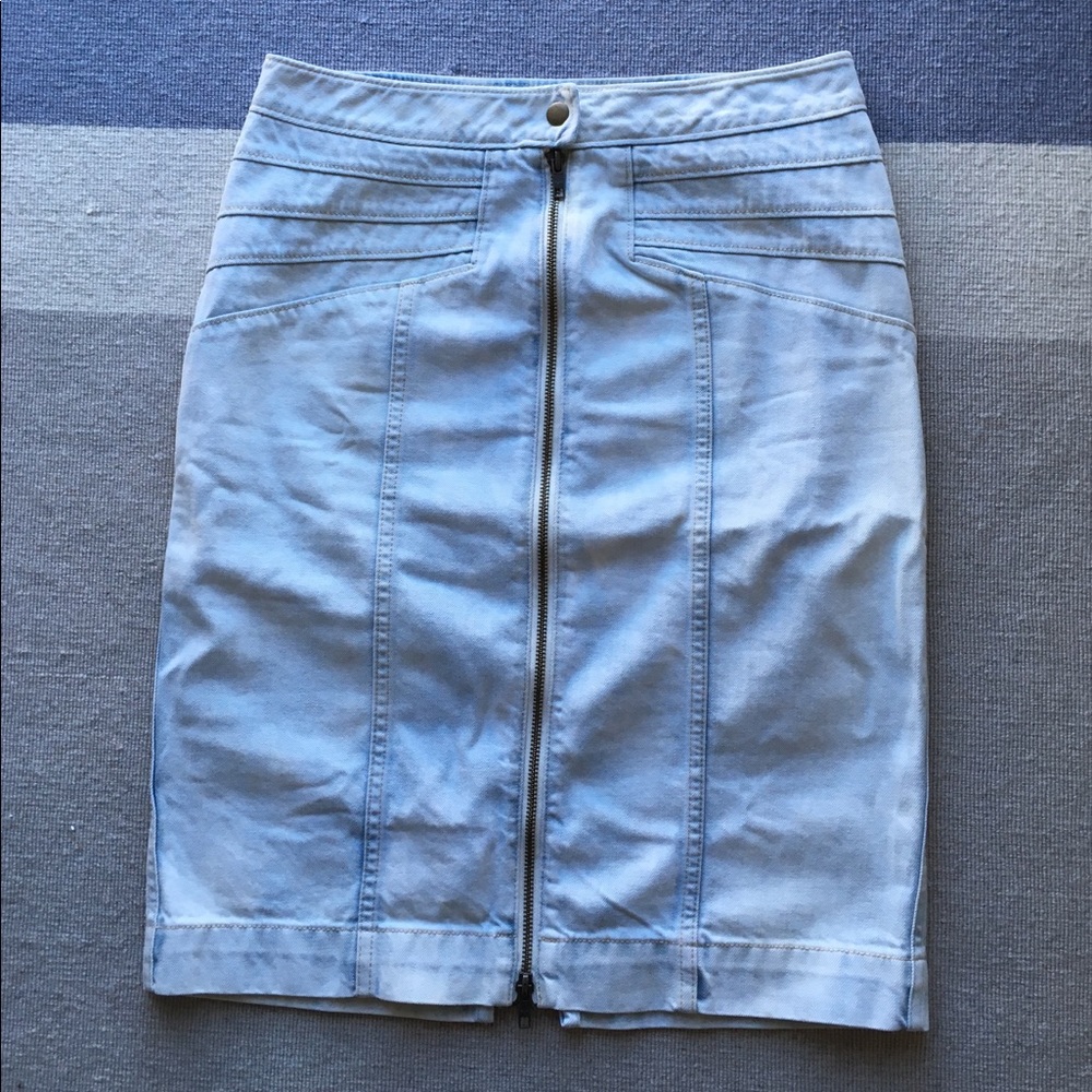 Anthropologie white/faded blue denim skirt